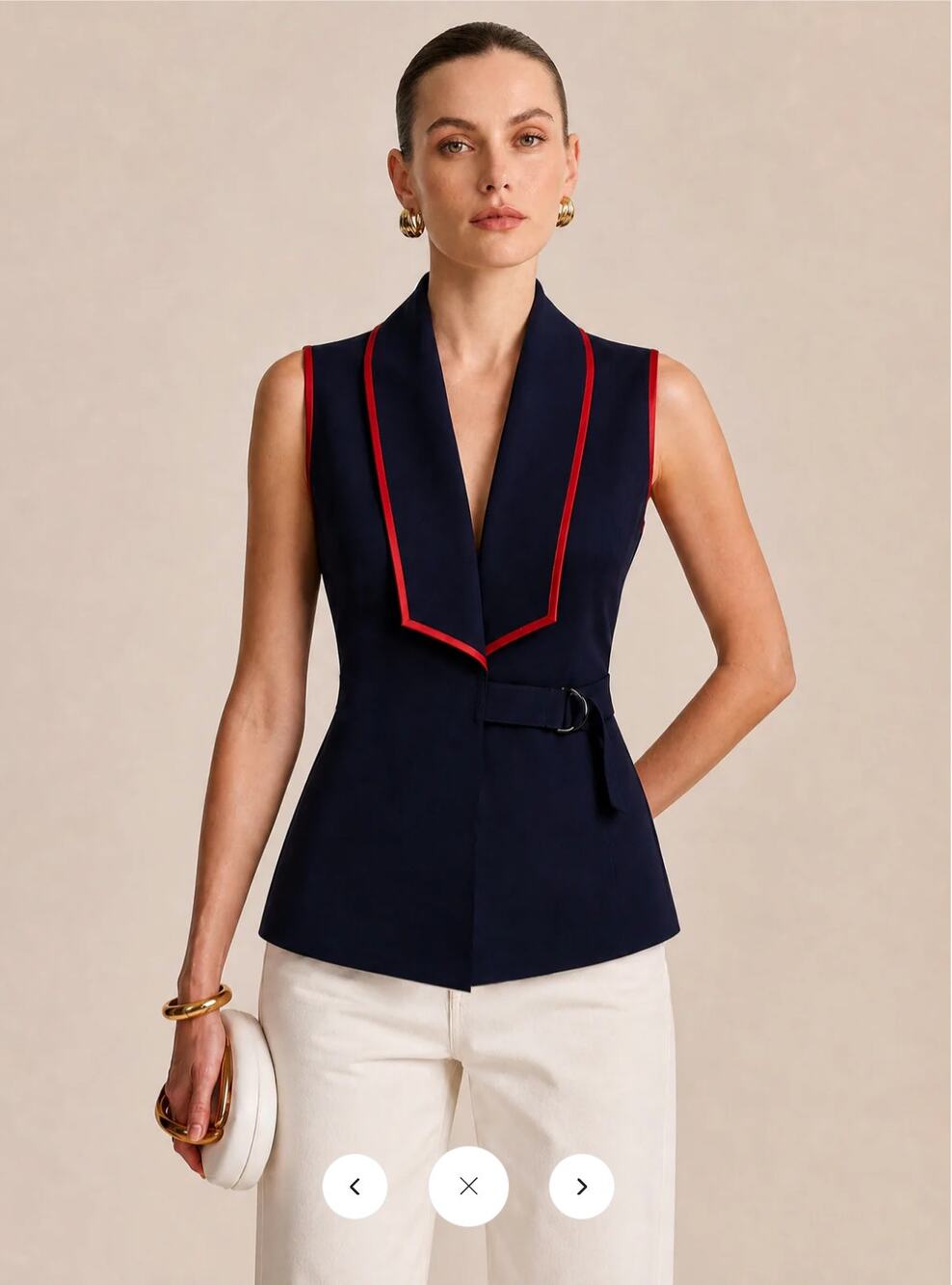 NWT Commense Buckle Detail Contrast Trim Knit Vest Sz XL